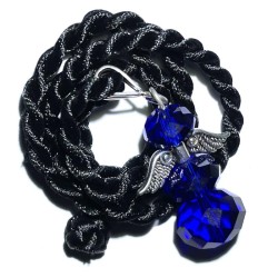 Angel Wing Navy Blue Coloured Glass Crystal Pendant